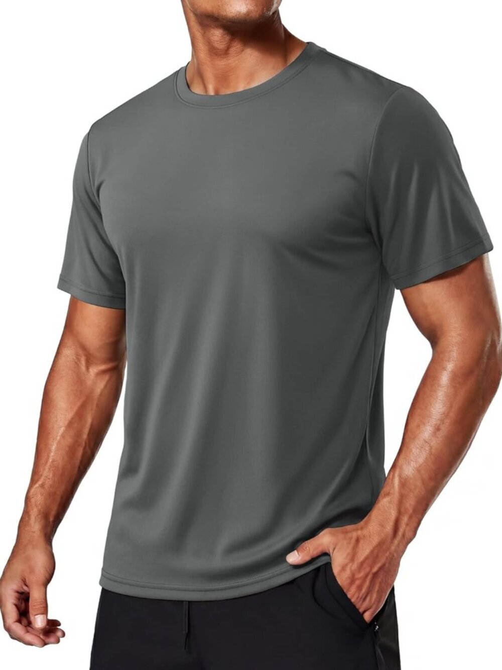 Men’s 08 Dark Grey Quick-Dry Workout T-Shirt – Athletic Running Sun Protection